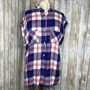 RAILS BRITT SHORT SLEEVE PLAID FLANNEL BLOUSE